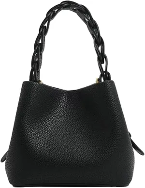Women's Soft Vegan Leather Bucket Bag Small Drawstring Handbag Top-handle Purses Shoulder Crossbody Satchels