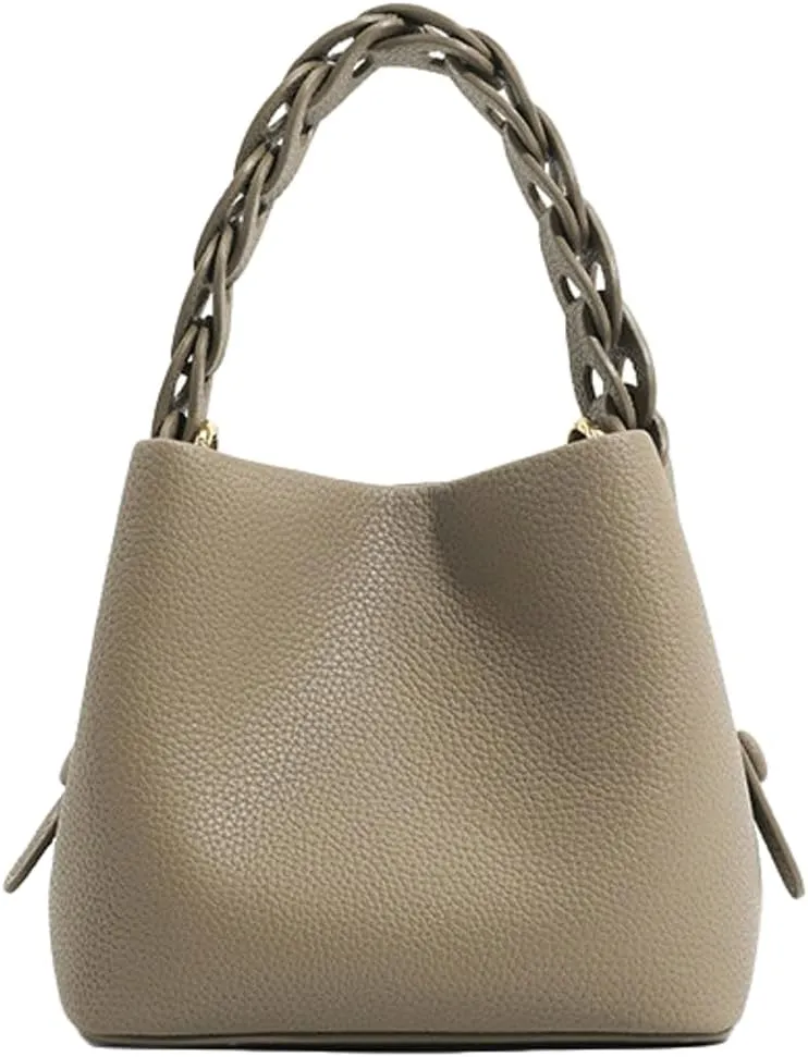 Women's Soft Vegan Leather Bucket Bag Small Drawstring Handbag Top-handle Purses Shoulder Crossbody Satchels