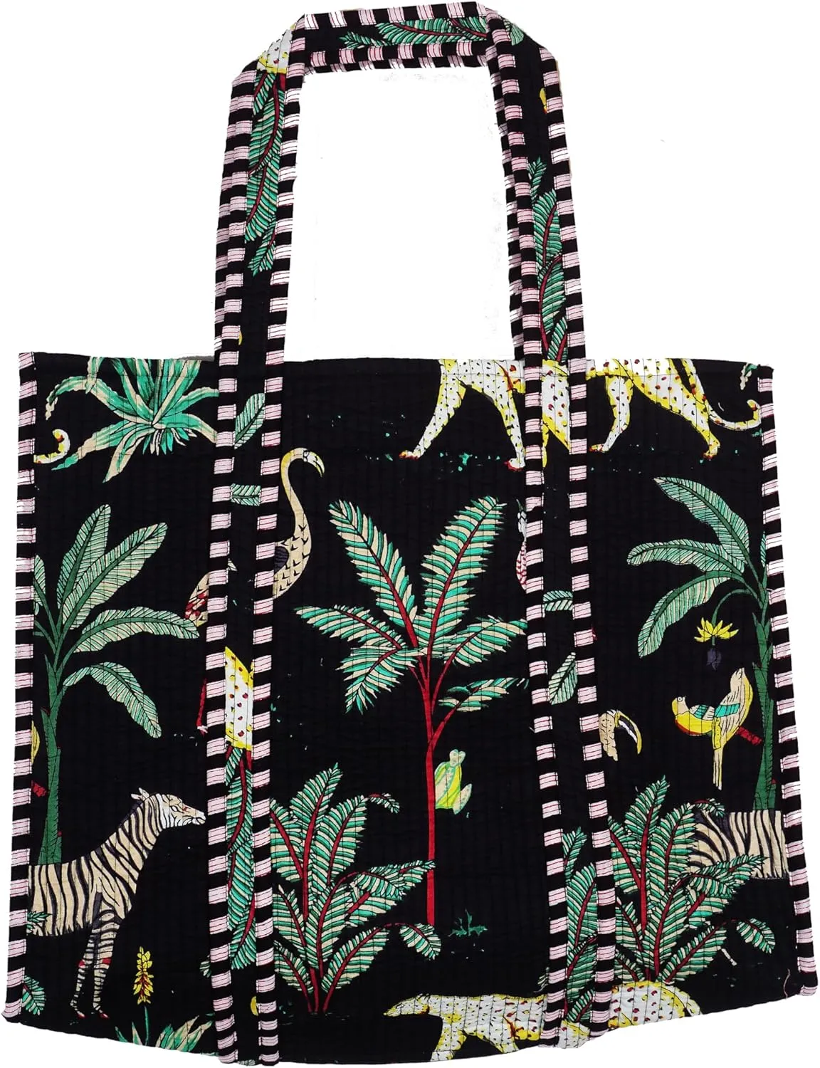 Womens totes hand block print cotton quilted Travel Tote Bags For Shopping Grocery & Beach Bag
