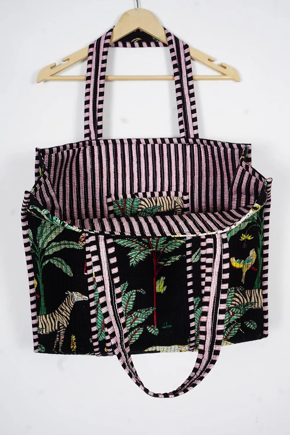 Womens totes hand block print cotton quilted Travel Tote Bags For Shopping Grocery & Beach Bag