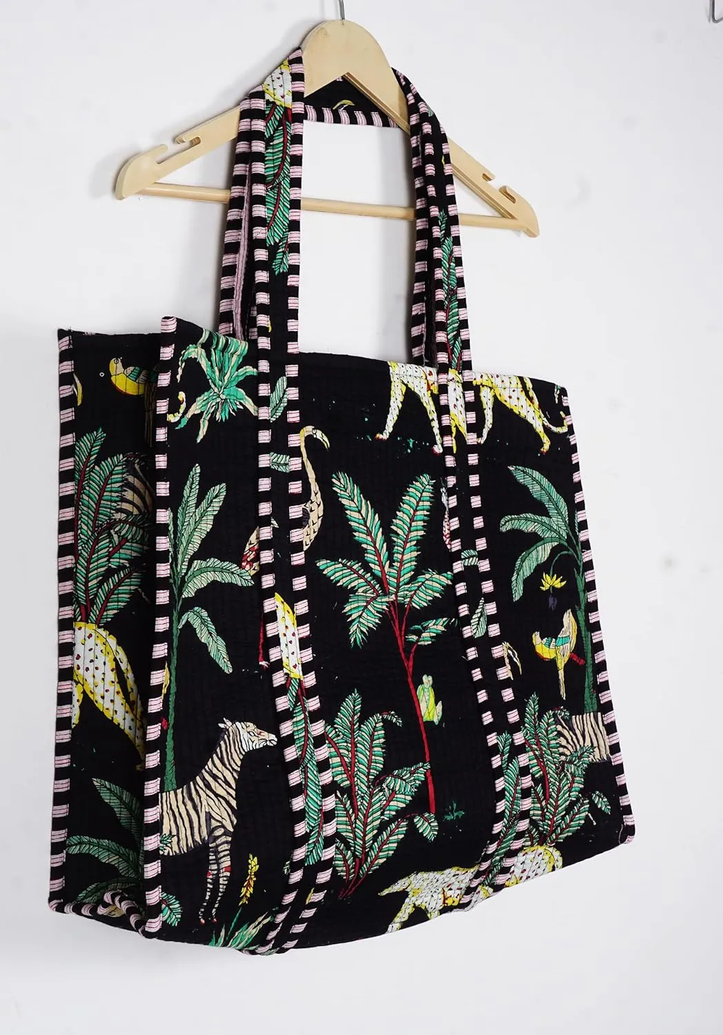 Womens totes hand block print cotton quilted Travel Tote Bags For Shopping Grocery & Beach Bag
