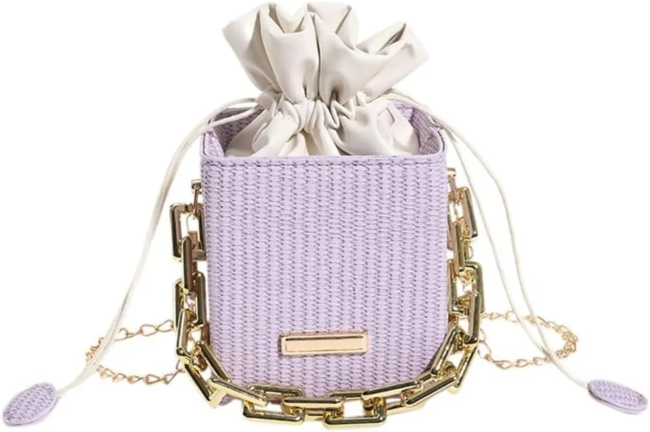 Womens Trendy Shoulder Crossbody Bag PU Leather Y2k Bucket Purse Mini Totes Woven Handbag Satchel