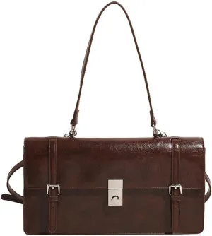 Womens Trendy Shoulder Crossbody Bag Y2k Vegan Leather Tote Purses Small Handbags Messenger Satchels with Buckle