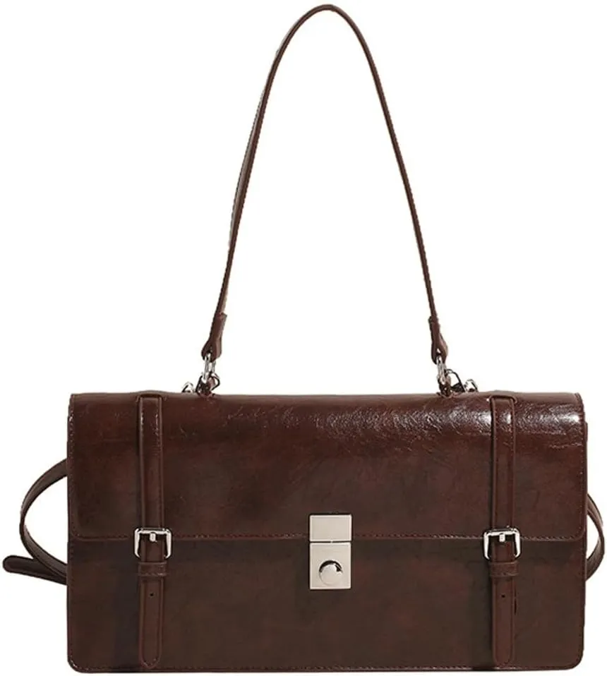 Womens Trendy Shoulder Crossbody Bag Y2k Vegan Leather Tote Purses Small Handbags Messenger Satchels with Buckle