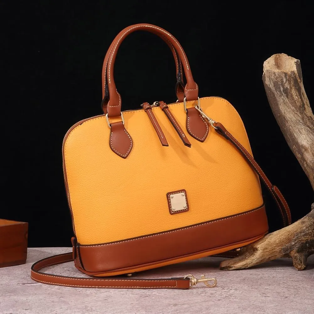 Womens Trendy Vegan Leather Handnag Purse Large Shell Tote Crossbody Bag Working Shoulder Bag Top Handle Satchels