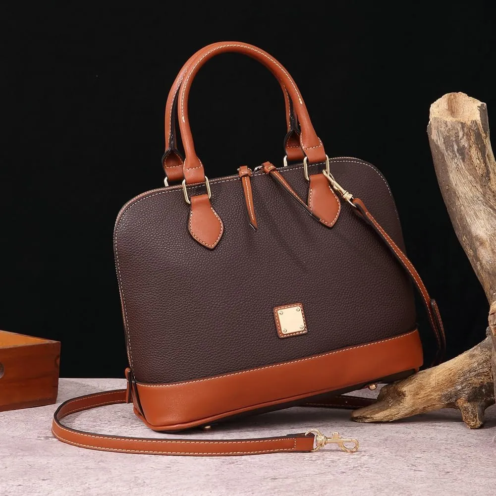 Womens Trendy Vegan Leather Handnag Purse Large Shell Tote Crossbody Bag Working Shoulder Bag Top Handle Satchels