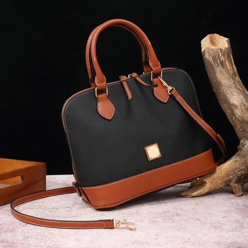 Womens Trendy Vegan Leather Handnag Purse Large Shell Tote Crossbody Bag Working Shoulder Bag Top Handle Satchels