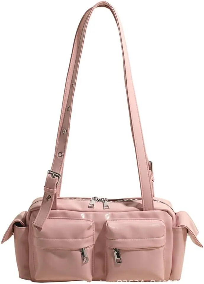Womens Trendy Vegan Leather Shoulder Bag Large Vintage Y2k Tote Purse Handbag Multi Pocket Top Handle Satchels