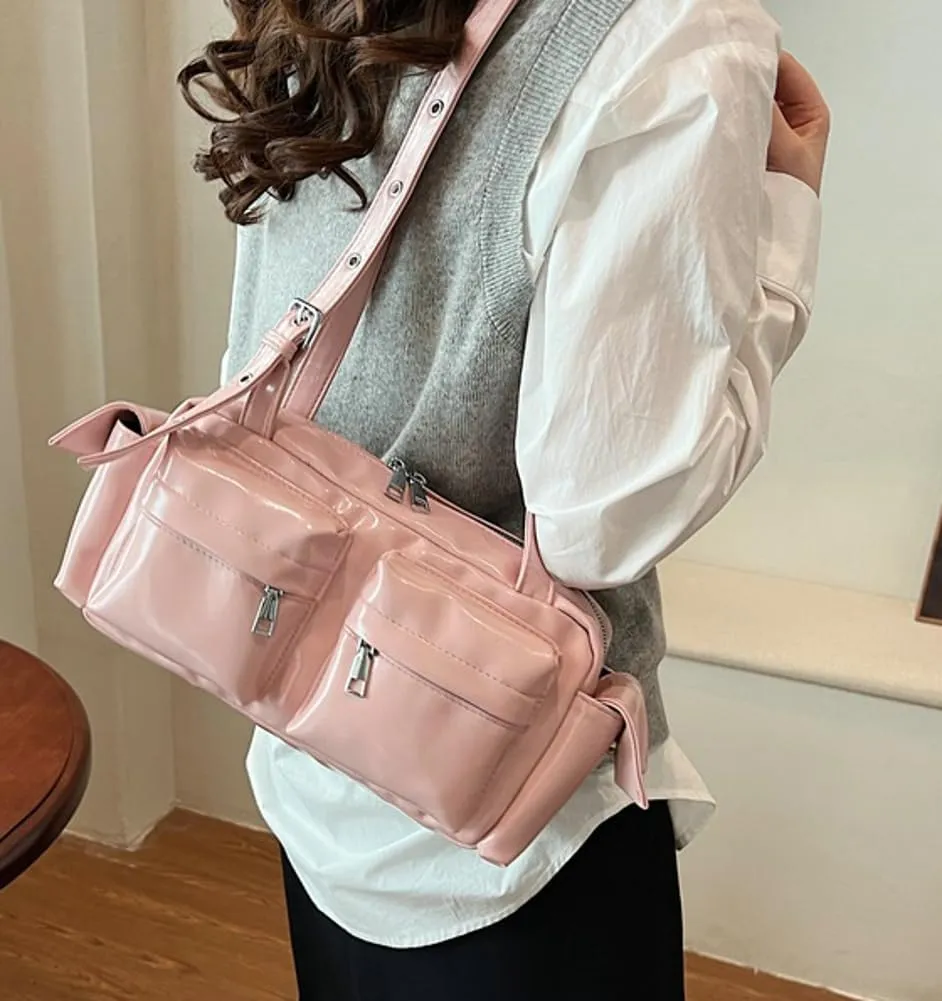 Womens Trendy Vegan Leather Shoulder Bag Large Vintage Y2k Tote Purse Handbag Multi Pocket Top Handle Satchels