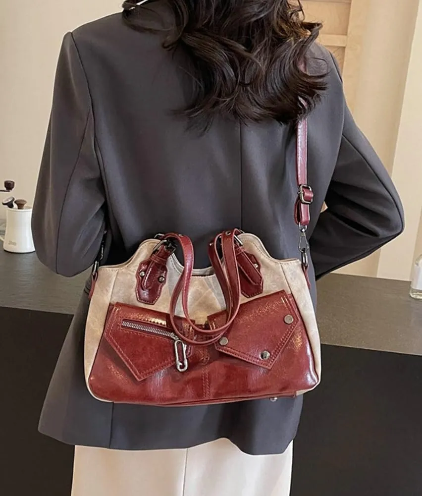 Womens Vintage Tote Bags Y2k Large PU Leather Shoulder Crossbody Purse Soft Handbags Top Handle Satchels