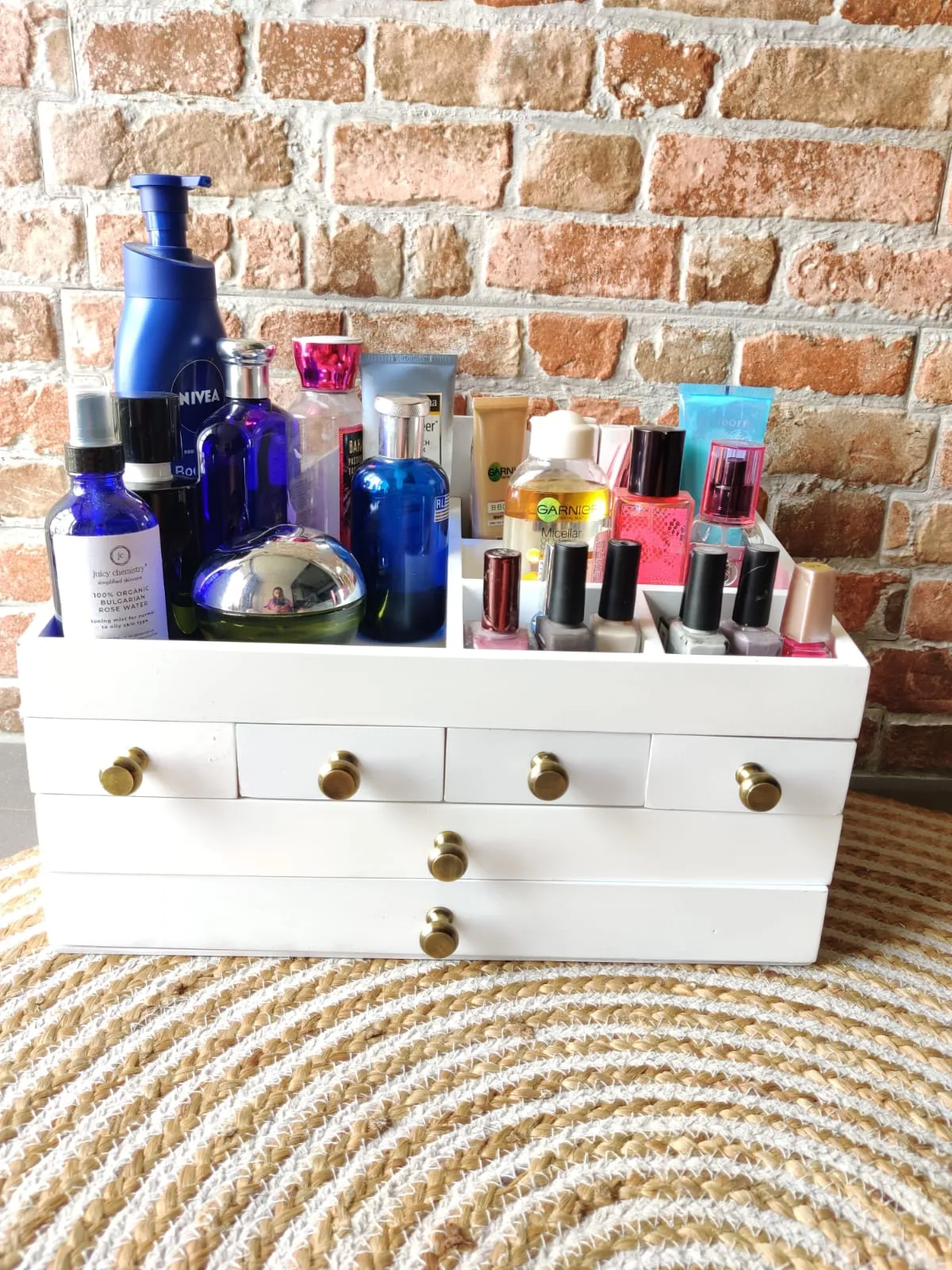 Wooden Jewelry Makeup Organizer  White