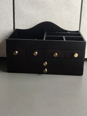 Wooden Makeup Organizer Black