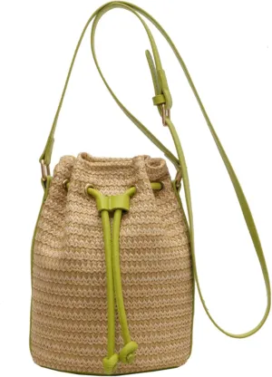 Y2k Beach Crochet Bucket Bags Drawstring Straw Bag Small Crossbody Purses Women Summer Cute Purse Trendy 2025