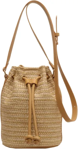Y2k Beach Crochet Bucket Bags Drawstring Straw Bag Small Crossbody Purses Women Summer Cute Purse Trendy 2025
